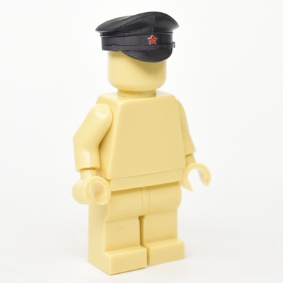 Картуз черный, со звездой серп и молот. Для лего фигурок