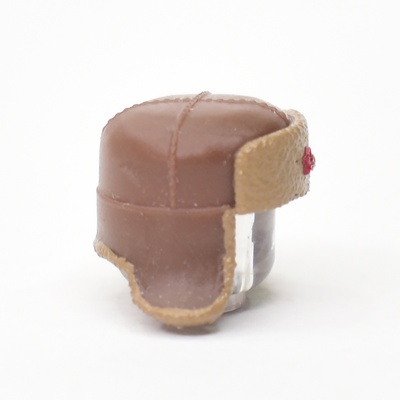 Ушанка с опущенными ушами. Со звездой и покраской. Коричневая. для ЛЕГО фигурок