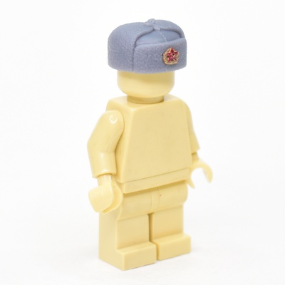 Совместимая с лего шапка ушанка серая с кокардой Советской Армии. G Brick Design