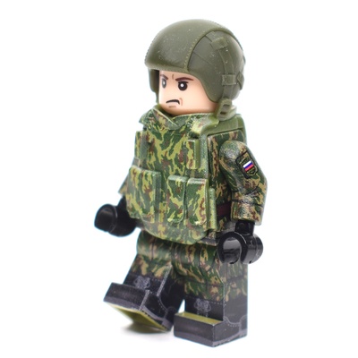 BA002 Российский Солдат в камуфляже ВСР-93 "Барвиха" в бронежилете. Совместим с лего