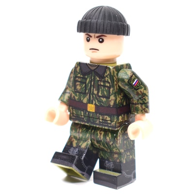 BA001 Российский Солдат в камуфляже ВСР-93 "Барвиха" зимняя форма. Совместим с лего