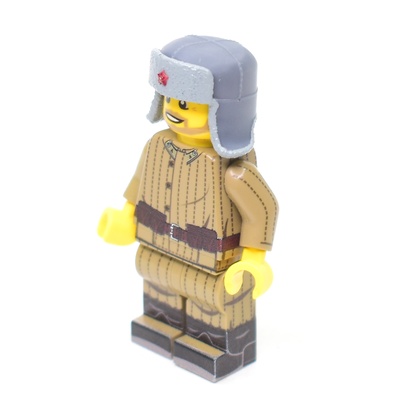 Ушанка с опущенными ушами. Со звездой и покраской. Темно-серая. для ЛЕГО фигурок