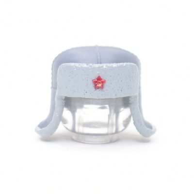 Ушанка с опущенными ушами. Со звездой и покраской. Темно-серая. для ЛЕГО фигурок