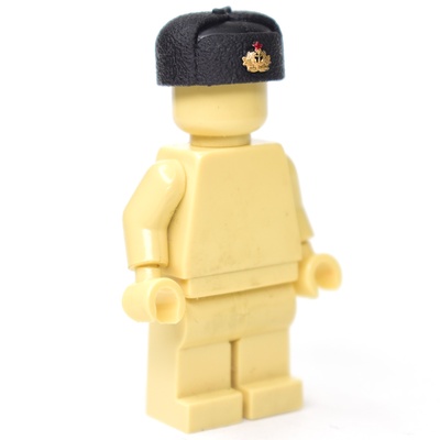 Шапка-ушанка черная с Морской кокардой РККА. для лего фигурок На период ВОВ