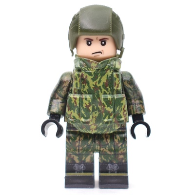 BA002 Российский Солдат в камуфляже ВСР-93 "Барвиха" в бронежилете. Совместим с лего
