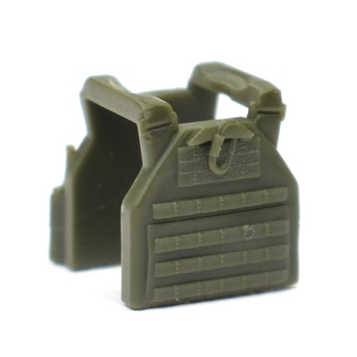 Бронежилет-плитник для фигурок лего TV-110 (подсумки, рация). Темно-зеленый, черные магазины.